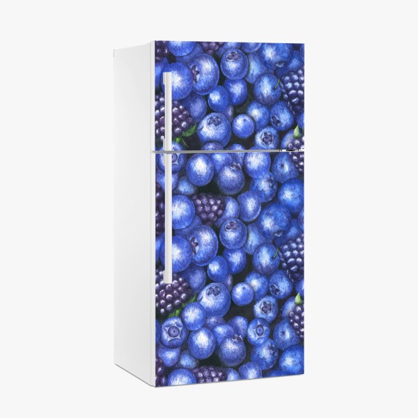 Kühlschrankaufkleber aquarellmuster mit blaubeeren und brombeeren – Wallnifity® Kühlschrankaufkleber aquarellmuster mit blaubeeren und brombeeren – Wallnifity®