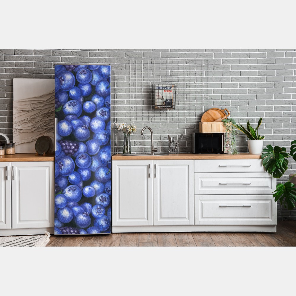 Kühlschrankaufkleber aquarellmuster mit blaubeeren und brombeeren – Wallnifity® Kühlschrankaufkleber aquarellmuster mit blaubeeren und brombeeren – Wallnifity®