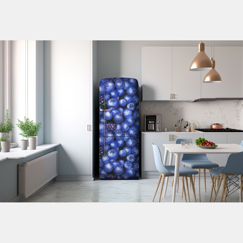 Kühlschrankaufkleber aquarellmuster mit blaubeeren und brombeeren – Wallnifity® Kühlschrankaufkleber aquarellmuster mit blaubeeren und brombeeren – Wallnifity®
