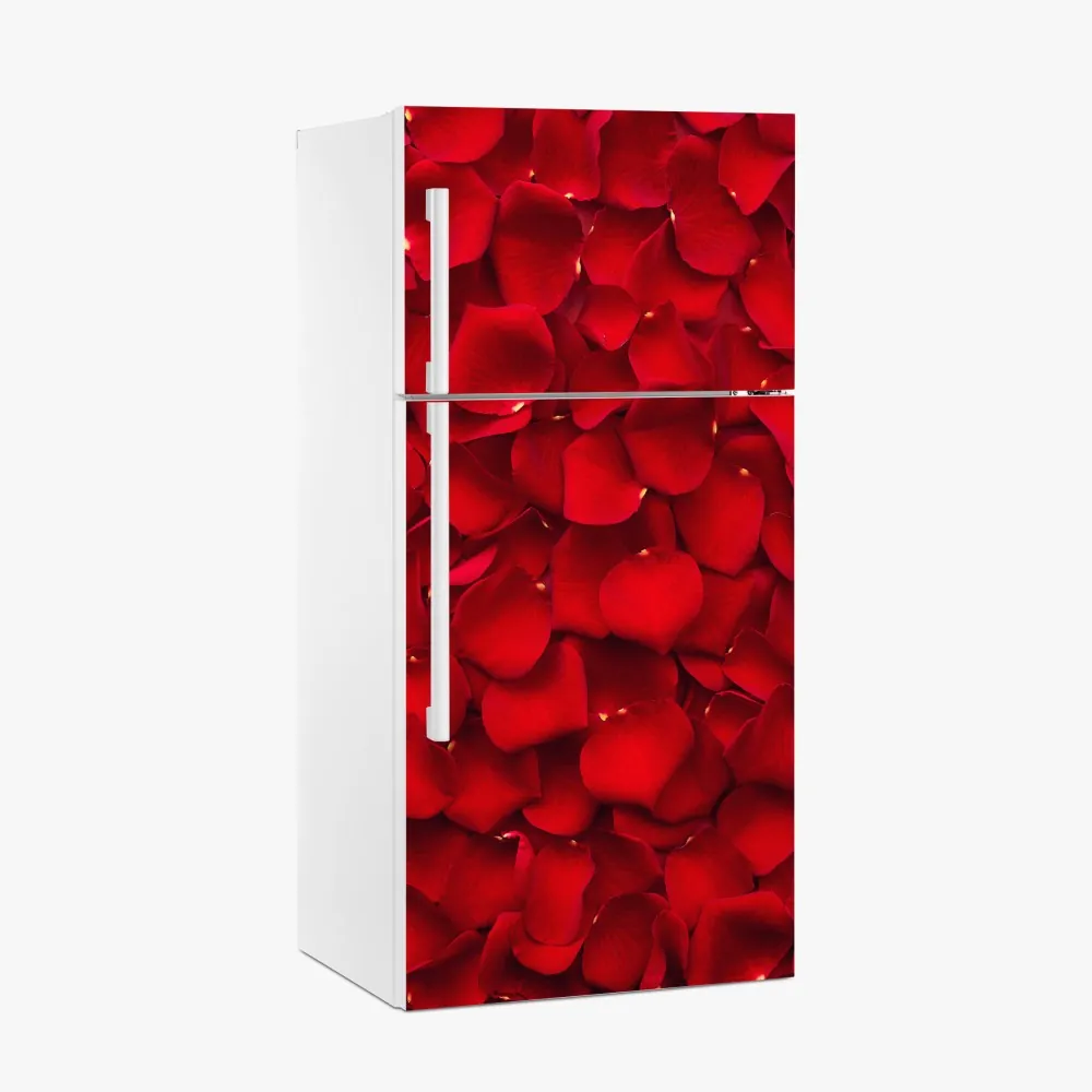 Kühlschrankaufkleber rote rosenblätter hintergrund – Wallnifity®
