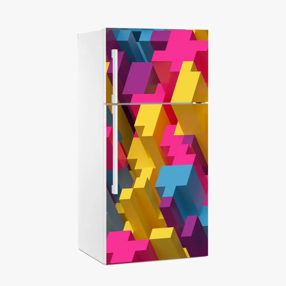 Kühlschrankaufkleber buntes 3d-voxel-muster – Wallnifity®