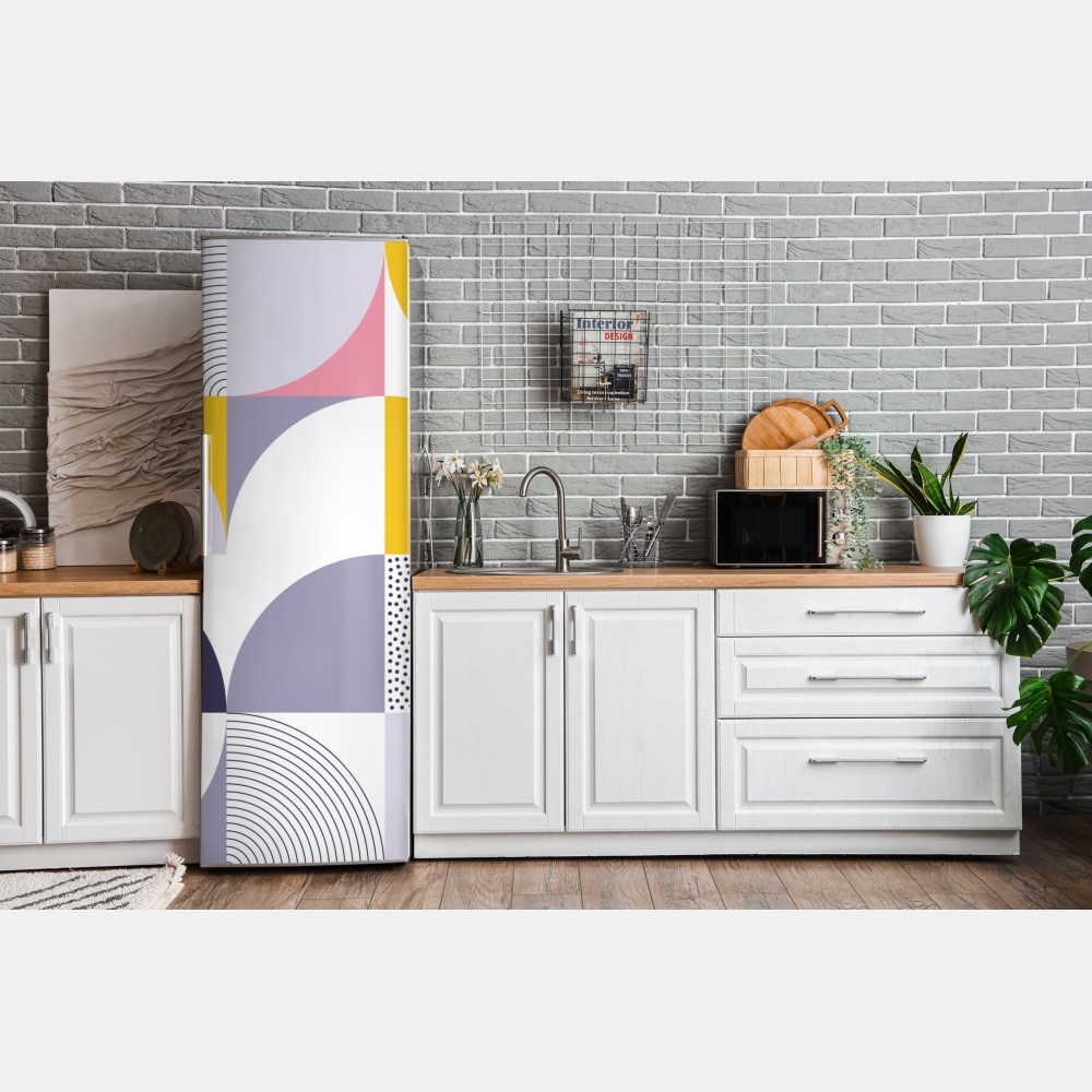 Kühlschrankaufkleber pastellfarbenes geometrisches muster mit halbkreisen – Wallnifity® Kühlschrankaufkleber pastellfarbenes geometrisches muster mit halbkreisen – Wallnifity®
