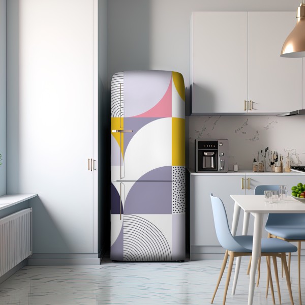 Kühlschrankaufkleber pastellfarbenes geometrisches muster mit halbkreisen – Wallnifity® Kühlschrankaufkleber pastellfarbenes geometrisches muster mit halbkreisen – Wallnifity®