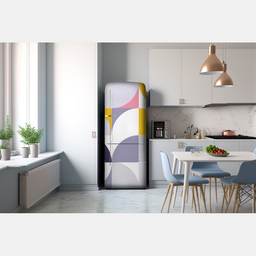 Kühlschrankaufkleber pastellfarbenes geometrisches muster mit halbkreisen – Wallnifity® Kühlschrankaufkleber pastellfarbenes geometrisches muster mit halbkreisen – Wallnifity®
