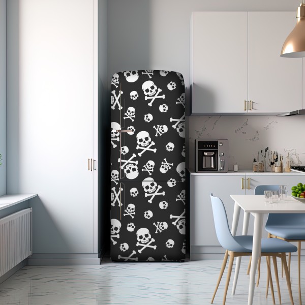 Kühlschrankaufkleber weißes totenkopf muster auf grauem hintergrund – Wallnifity® Kühlschrankaufkleber weißes totenkopf muster auf grauem hintergrund – Wallnifity®
