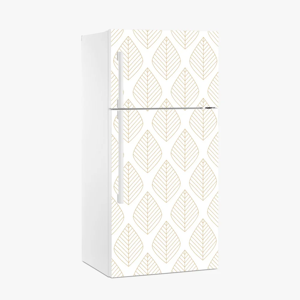 Kühlschrankaufkleber elegantes goldenes geometrisches blattmuster – Wallnifity®