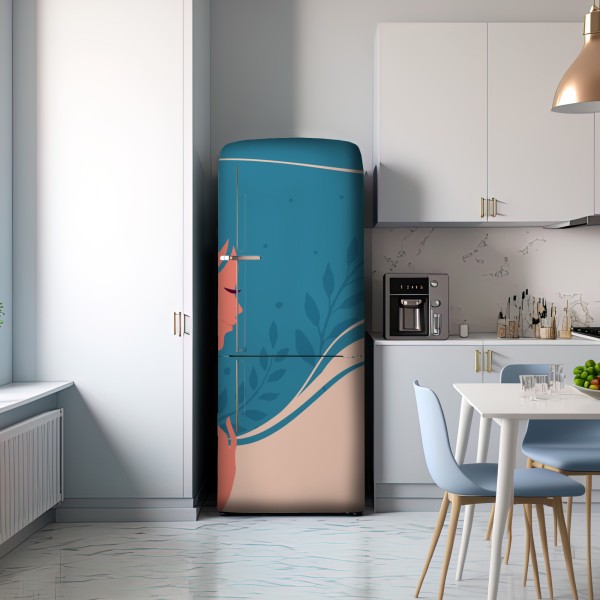 Kühlschrankaufkleber sanftes blumiges profil mit fließendem haar – Wallnifity® Kühlschrankaufkleber sanftes blumiges profil mit fließendem haar – Wallnifity®