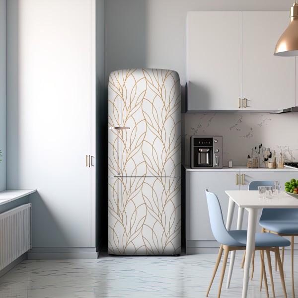 Kühlschrankaufkleber goldenes blattmuster auf weißem hintergrund – Wallnifity® Kühlschrankaufkleber goldenes blattmuster auf weißem hintergrund – Wallnifity®