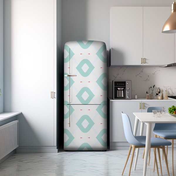 Kühlschrankaufkleber türkis geometrisches rautenmuster – Wallnifity® Kühlschrankaufkleber türkis geometrisches rautenmuster – Wallnifity®