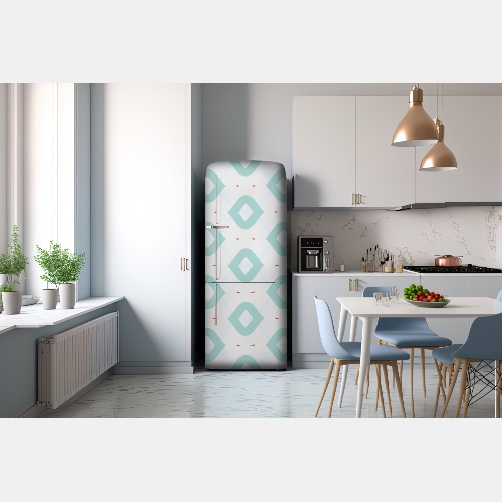 Kühlschrankaufkleber türkis geometrisches rautenmuster – Wallnifity® Kühlschrankaufkleber türkis geometrisches rautenmuster – Wallnifity®
