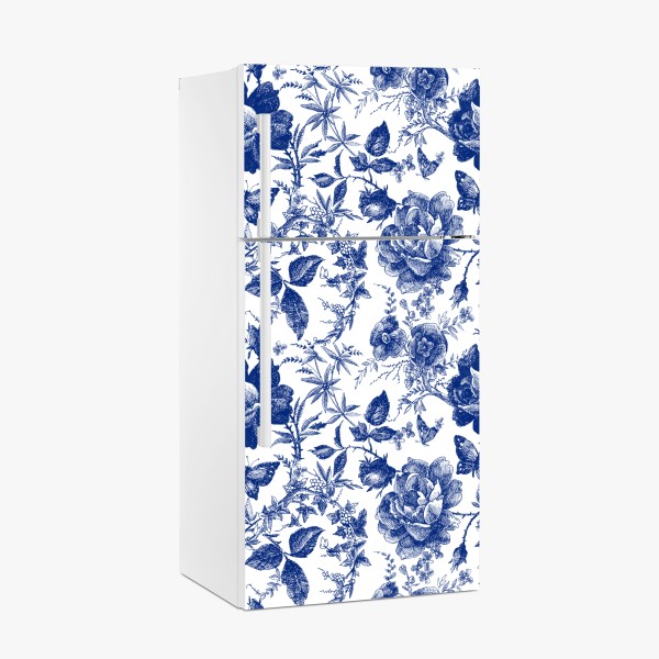 Kühlschrankaufkleber blaues blumen toile-muster