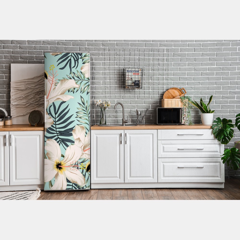 Kühlschrankaufkleber tropisches muster mit tukan und blumen – Wallnifity® Kühlschrankaufkleber tropisches muster mit tukan und blumen – Wallnifity®
