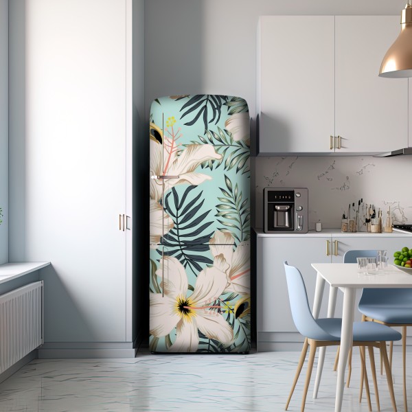 Kühlschrankaufkleber tropisches muster mit tukan und blumen – Wallnifity® Kühlschrankaufkleber tropisches muster mit tukan und blumen – Wallnifity®