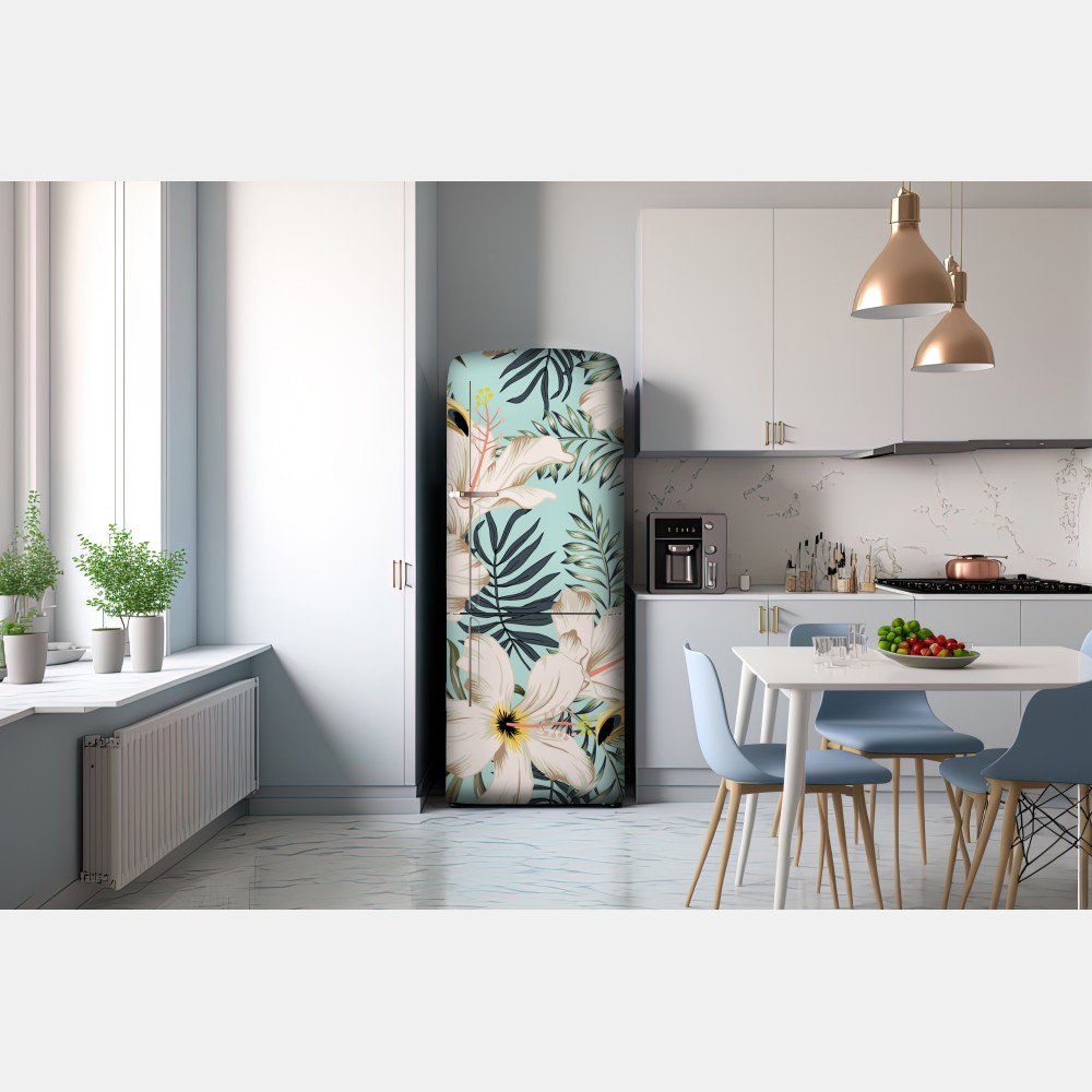 Kühlschrankaufkleber tropisches muster mit tukan und blumen – Wallnifity® Kühlschrankaufkleber tropisches muster mit tukan und blumen – Wallnifity®