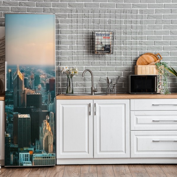 Kühlschrankaufkleber blaue ozeanwellen illustration – Wallnifity®