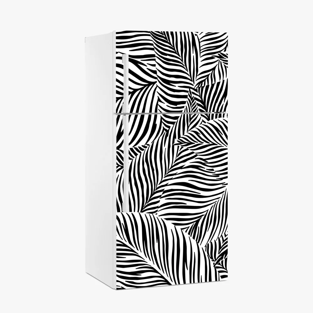 Kühlschrankaufkleber monochromes tropisches blattmuster – Wallnifity® Kühlschrankaufkleber monochromes tropisches blattmuster – Wallnifity®