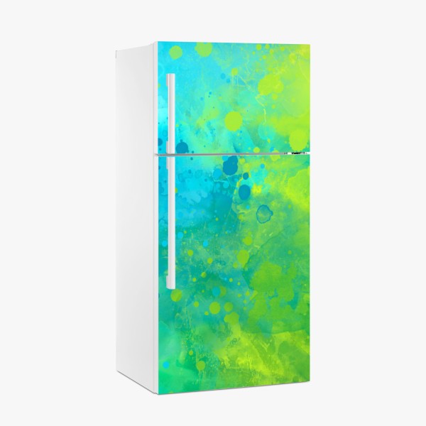 Kühlschrankaufkleber lebhafte türkis und limetten aquarellspritzer – Wallnifity® Kühlschrankaufkleber lebhafte türkis und limetten aquarellspritzer – Wallnifity®