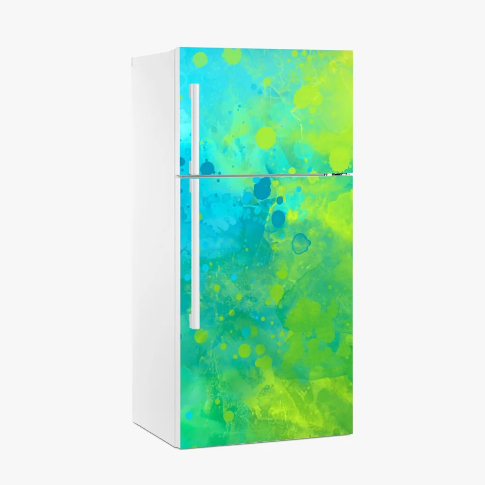 Kühlschrankaufkleber lebhafte türkis und limetten aquarellspritzer – Wallnifity® Kühlschrankaufkleber lebhafte türkis und limetten aquarellspritzer – Wallnifity®