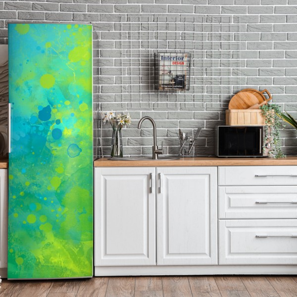 Kühlschrankaufkleber lebhafte türkis und limetten aquarellspritzer – Wallnifity® Kühlschrankaufkleber lebhafte türkis und limetten aquarellspritzer – Wallnifity®