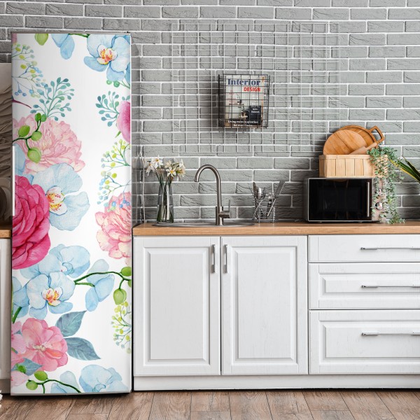 Kühlschrankaufkleber aquarellmuster mit blaubeeren und brombeeren – Wallnifity®
