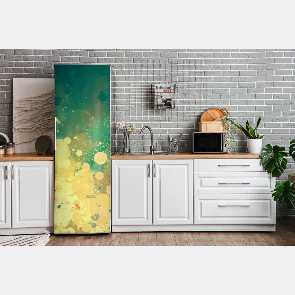 Kühlschrankaufkleber türkiser aquarellausbruch abstrakt – Wallnifity® Kühlschrankaufkleber türkiser aquarellausbruch abstrakt – Wallnifity®