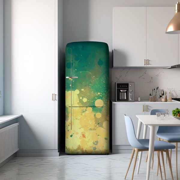 Kühlschrankaufkleber türkiser aquarellausbruch abstrakt – Wallnifity® Kühlschrankaufkleber türkiser aquarellausbruch abstrakt – Wallnifity®