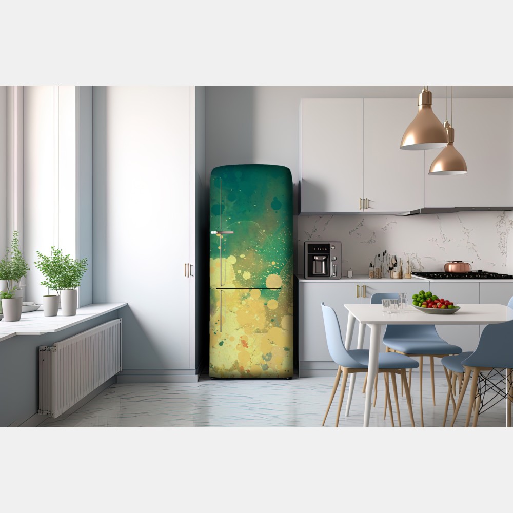 Kühlschrankaufkleber türkiser aquarellausbruch abstrakt – Wallnifity® Kühlschrankaufkleber türkiser aquarellausbruch abstrakt – Wallnifity®