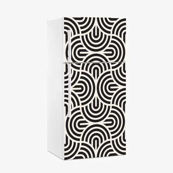 Kühlschrankaufkleber schwarz-weiß geometrisches muster – Wallnifity® Kühlschrankaufkleber schwarz-weiß geometrisches muster – Wallnifity®