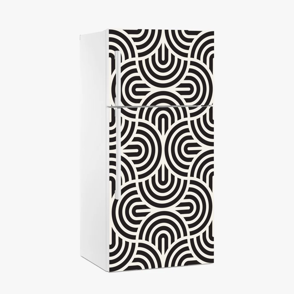 Kühlschrankaufkleber schwarz-weiß geometrisches muster – Wallnifity® Kühlschrankaufkleber schwarz-weiß geometrisches muster – Wallnifity®