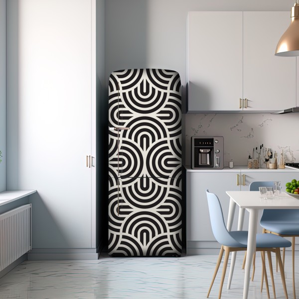 Kühlschrankaufkleber schwarz-weiß geometrisches muster – Wallnifity® Kühlschrankaufkleber schwarz-weiß geometrisches muster – Wallnifity®