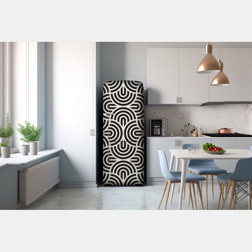Kühlschrankaufkleber schwarz-weiß geometrisches muster – Wallnifity® Kühlschrankaufkleber schwarz-weiß geometrisches muster – Wallnifity®