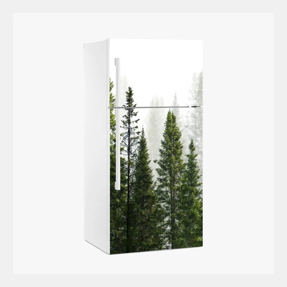 Kühlschrankaufkleber nebliger tannenwald – Wallnifity®