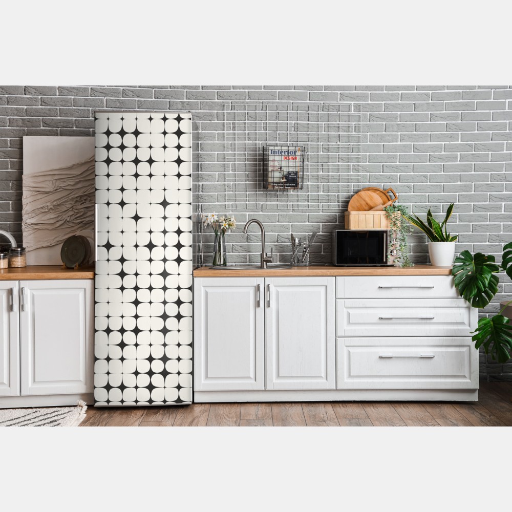 Kühlschrankaufkleber monochromes geometrisches punktmuster – Wallnifity® Kühlschrankaufkleber monochromes geometrisches punktmuster – Wallnifity®