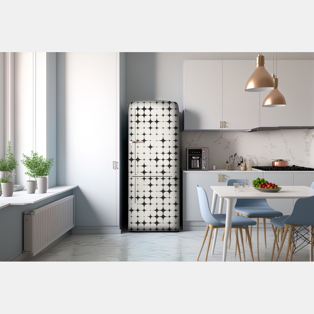Kühlschrankaufkleber monochromes geometrisches punktmuster – Wallnifity® Kühlschrankaufkleber monochromes geometrisches punktmuster – Wallnifity®
