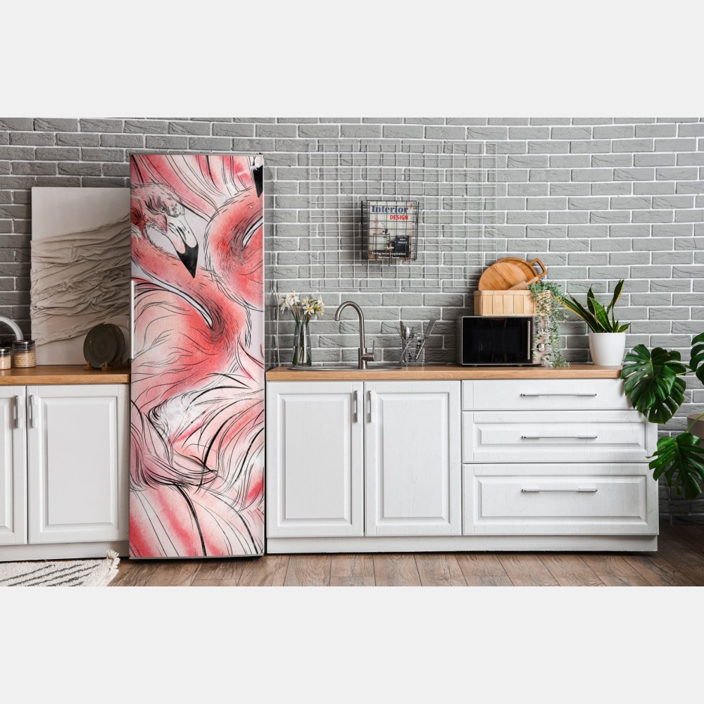 Kühlschrankaufkleber aquarell flamingo nahtloses muster – Wallnifity® Kühlschrankaufkleber aquarell flamingo nahtloses muster – Wallnifity®