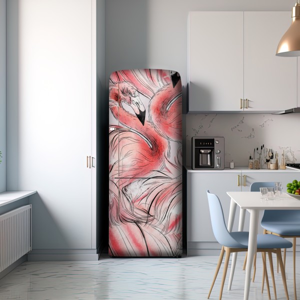 Kühlschrankaufkleber aquarell flamingo nahtloses muster – Wallnifity® Kühlschrankaufkleber aquarell flamingo nahtloses muster – Wallnifity®