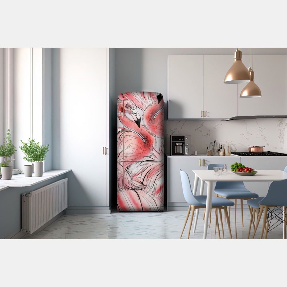 Kühlschrankaufkleber aquarell flamingo nahtloses muster – Wallnifity® Kühlschrankaufkleber aquarell flamingo nahtloses muster – Wallnifity®