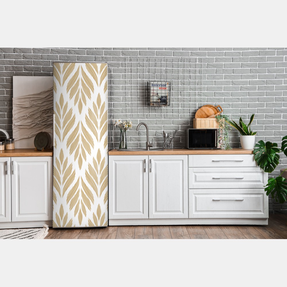 Kühlschrankaufkleber goldenes blattmuster nahtloses design – Wallnifity® Kühlschrankaufkleber goldenes blattmuster nahtloses design – Wallnifity®