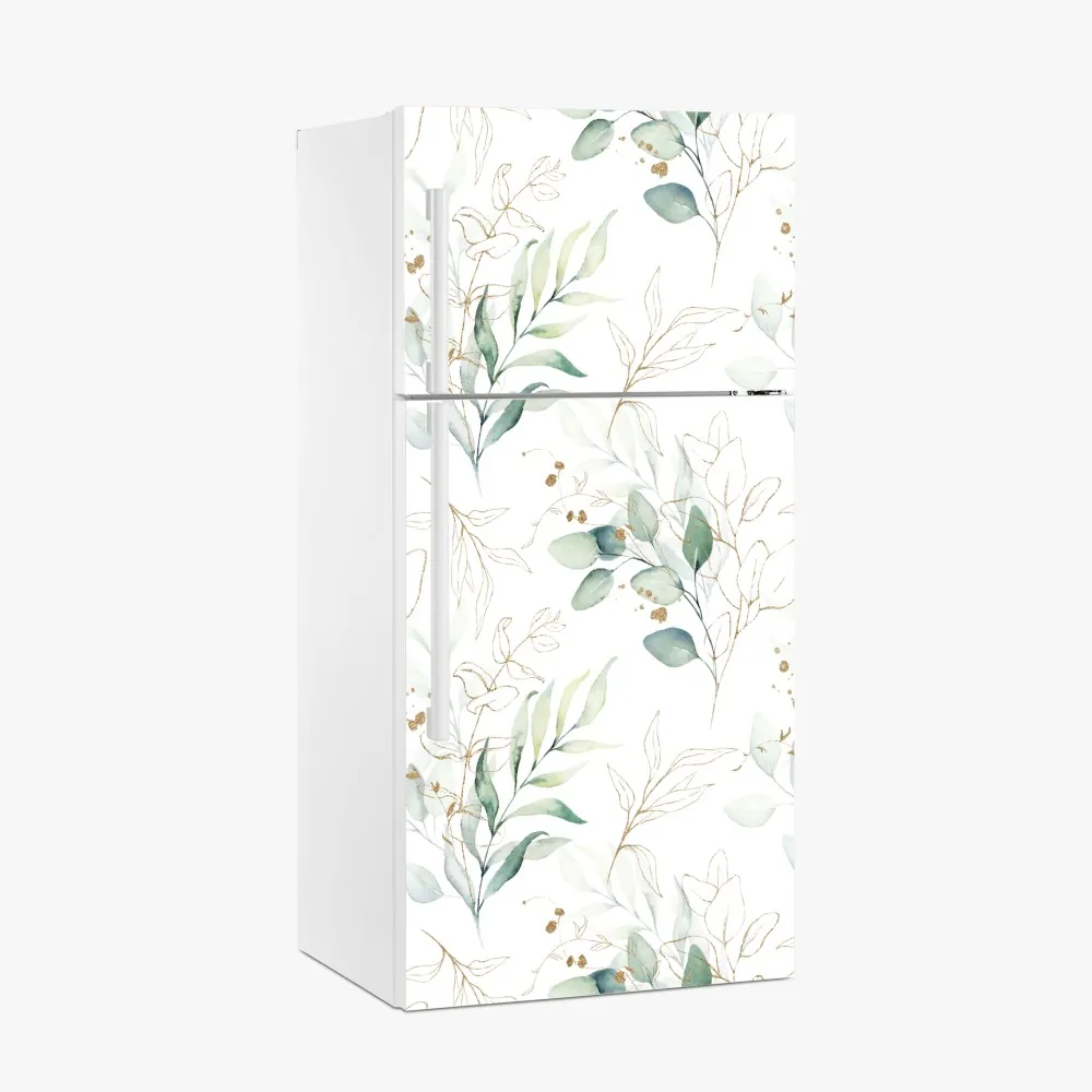Kühlschrankaufkleber sanftes eukalyptus aquarellmuster – Wallnifity®