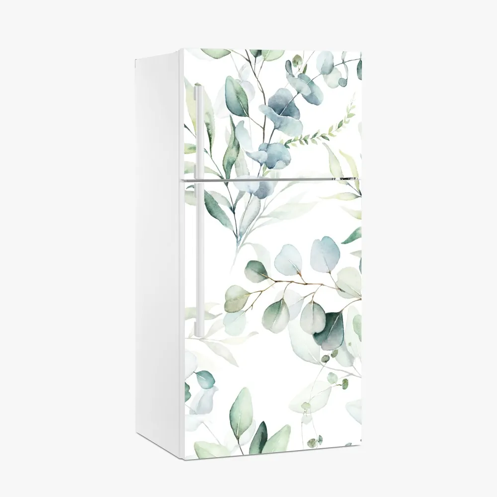 Kühlschrankaufkleber aquarell eukalyptus blättermuster – Wallnifity®