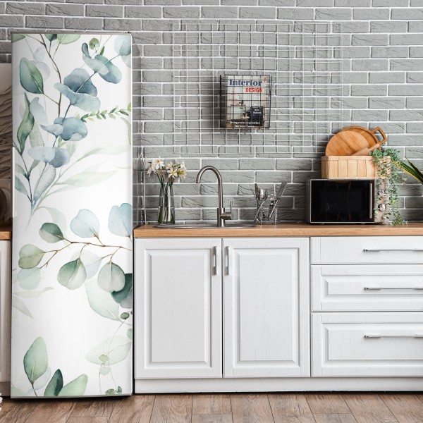 Kühlschrankaufkleber pastelliges blättermuster für die wand – Wallnifity®