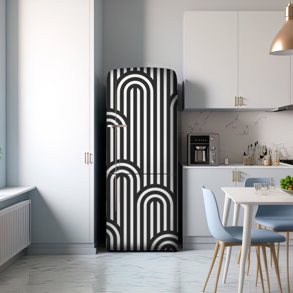 Kühlschrankaufkleber schwarzweißes geometrisches streifenmuster – Wallnifity® Kühlschrankaufkleber schwarzweißes geometrisches streifenmuster – Wallnifity®