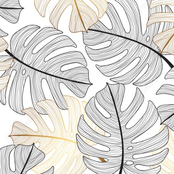 Kühlschrankaufkleber monstera-blattmuster mit goldakzenten – Wallnifity® Kühlschrankaufkleber monstera-blattmuster mit goldakzenten – Wallnifity®