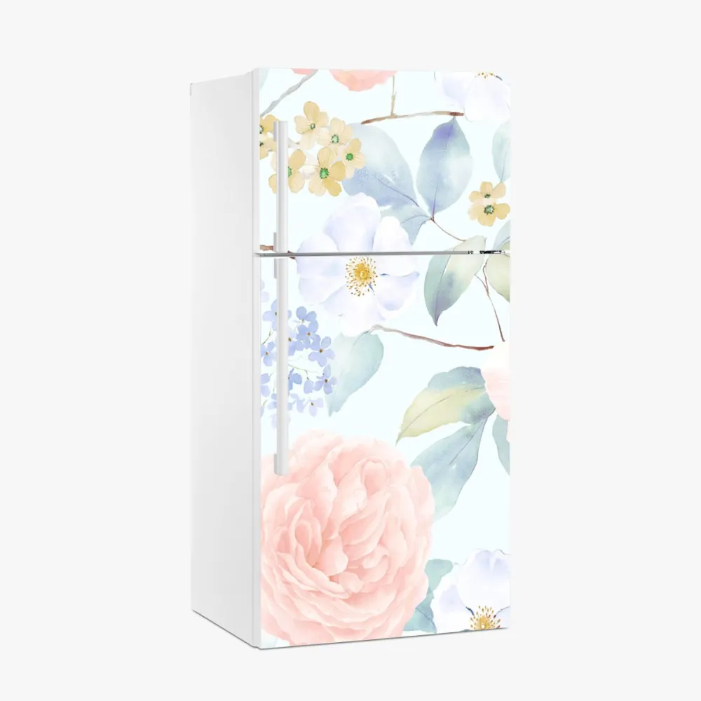 Kühlschrankaufkleber zarte pastellblumen in aquarell – Wallnifity®