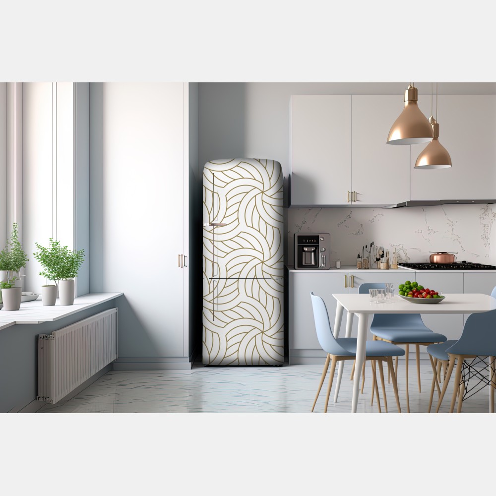 Kühlschrankaufkleber goldenes geometrisches wirbelmuster – Wallnifity® Kühlschrankaufkleber goldenes geometrisches wirbelmuster – Wallnifity®