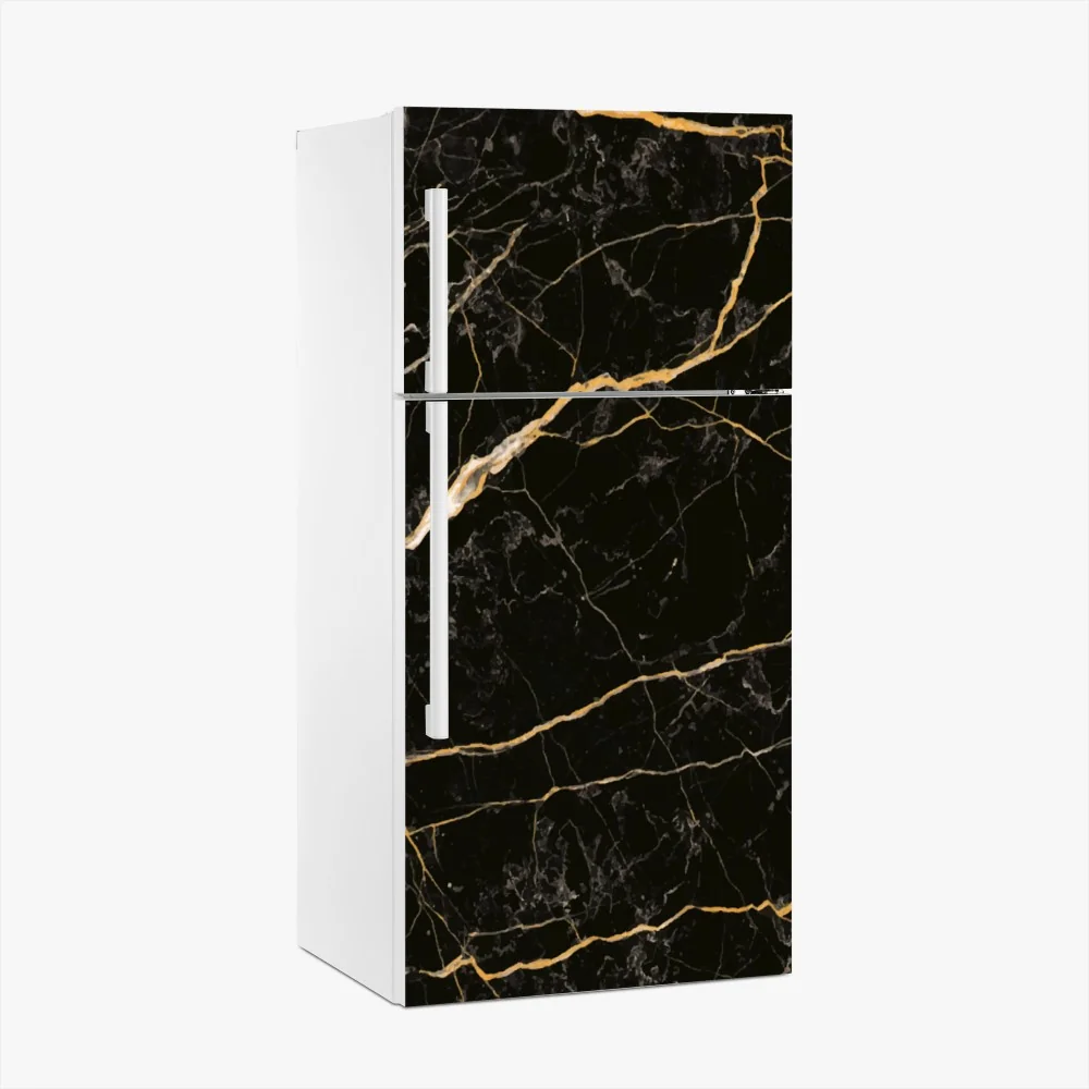 Kühlschrankaufkleber schwarzer marmor mit goldenen adern – Wallnifity® Kühlschrankaufkleber schwarzer marmor mit goldenen adern – Wallnifity®
