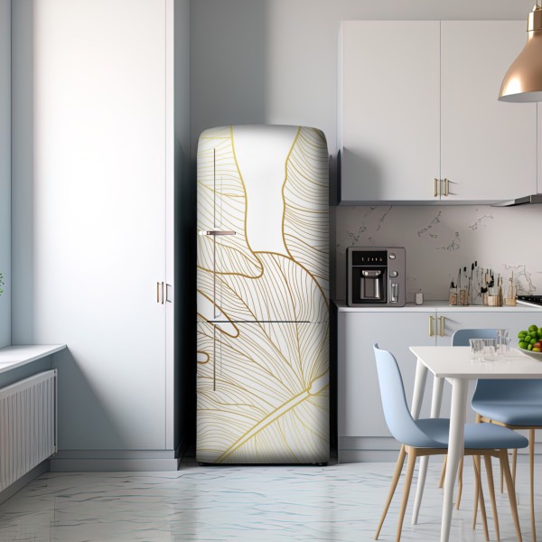 Kühlschrankaufkleber goldene botanische blattzeichnung – Wallnifity® Kühlschrankaufkleber goldene botanische blattzeichnung – Wallnifity®