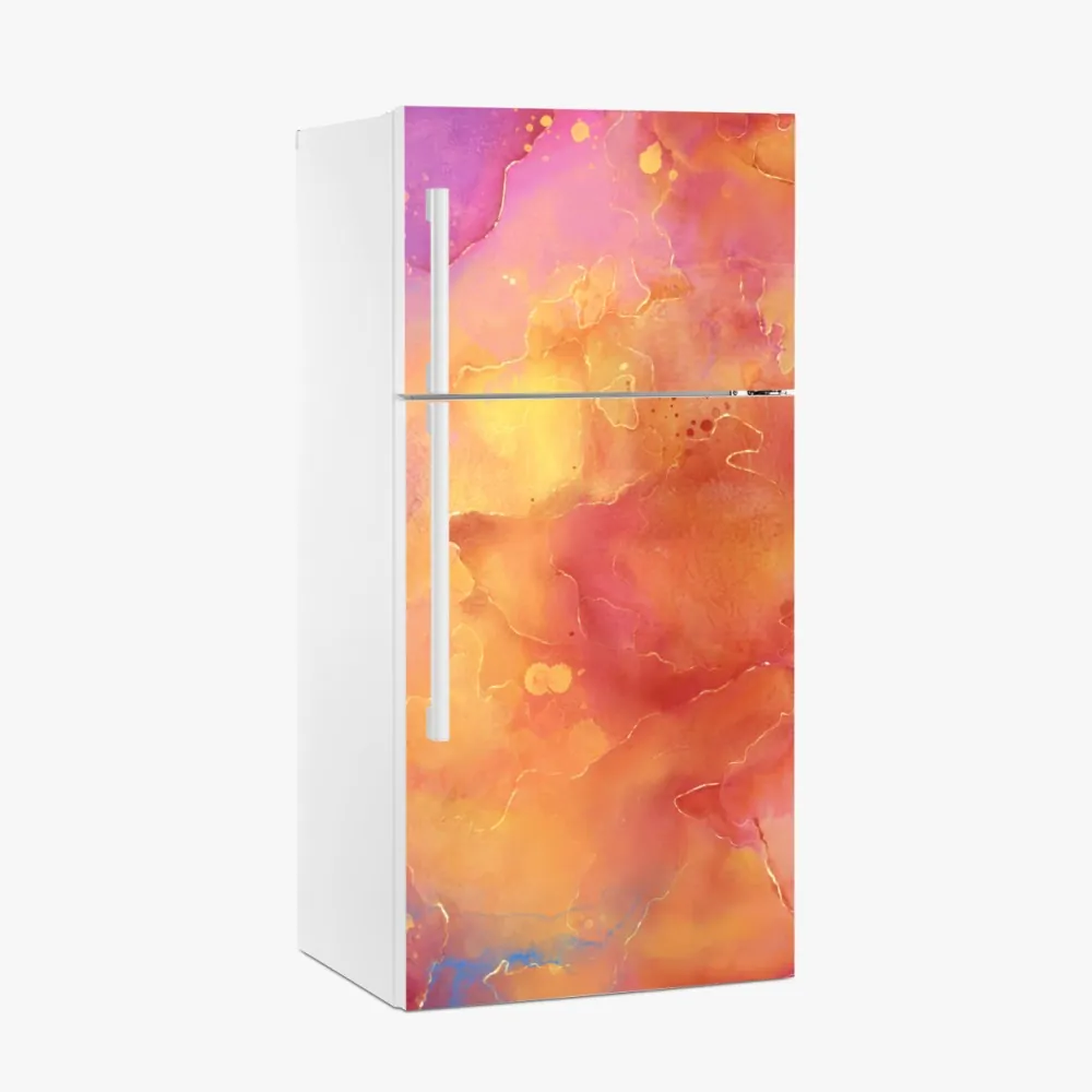 Kühlschrankaufkleber lebhafte aquarell-abstraktion in warmen tönen – Wallnifity® Kühlschrankaufkleber lebhafte aquarell-abstraktion in warmen tönen – Wallnifity®