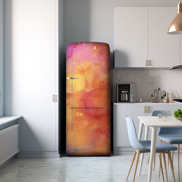 Kühlschrankaufkleber lebhafte aquarell-abstraktion in warmen tönen – Wallnifity® Kühlschrankaufkleber lebhafte aquarell-abstraktion in warmen tönen – Wallnifity®