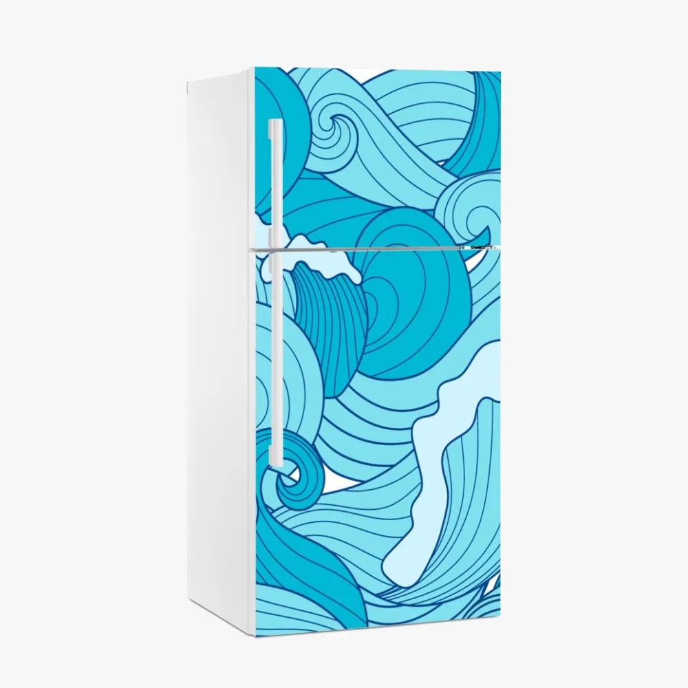 Kühlschrankaufkleber blaue ozeanwellen illustration – Wallnifity® Kühlschrankaufkleber blaue ozeanwellen illustration – Wallnifity®